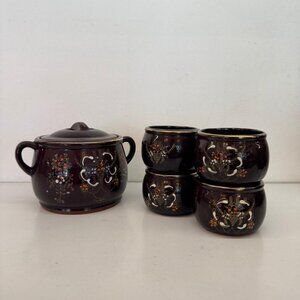 Vintage Japan Redware bean Set